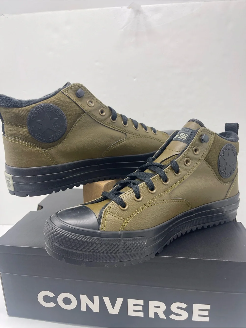 Converse Olive Green and Black High-Top Sneakers